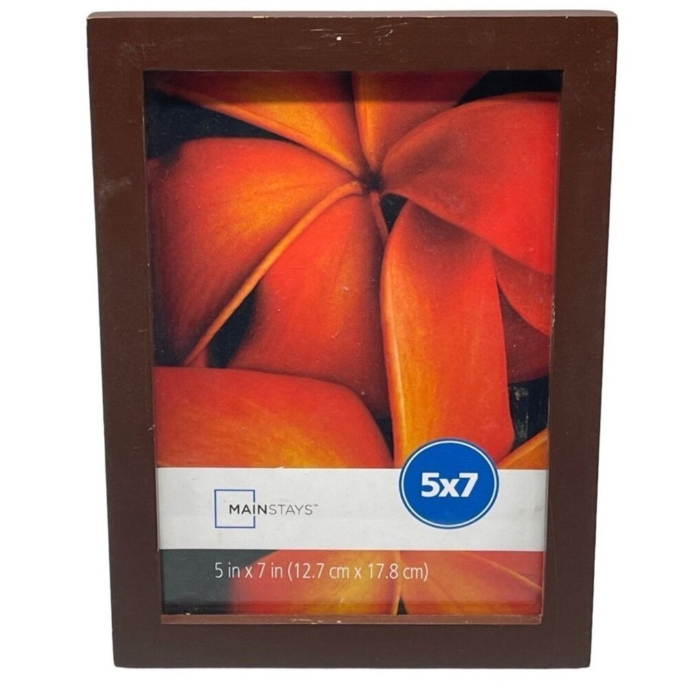main stays Wood 5x7 picture frame dark brown new with damage & tags READ